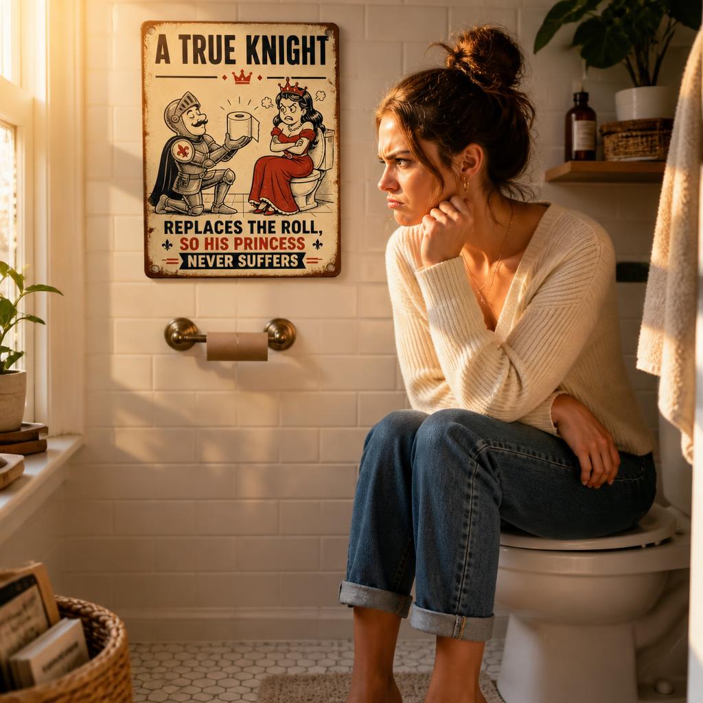 End the Empty Roll Debate Forever 🚽 Funny Couple's Loo Sign