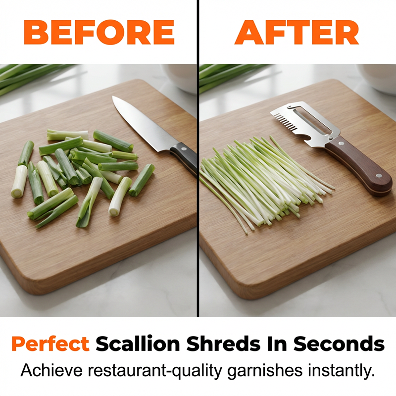3-in-1 Multi-Purpose Kitchen Tool: Scallion Slicer, Peeler & Bottle Opener