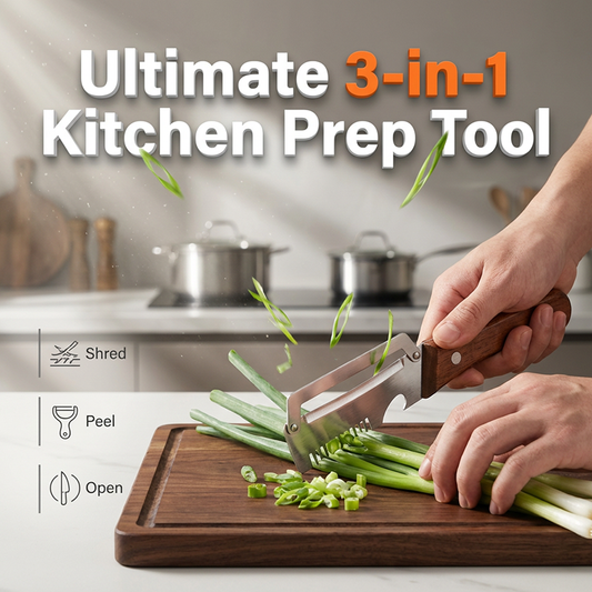 3-in-1 Multi-Purpose Kitchen Tool: Scallion Slicer, Peeler & Bottle Opener